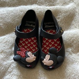 Like New Mini Melissa black disney shoes size 8